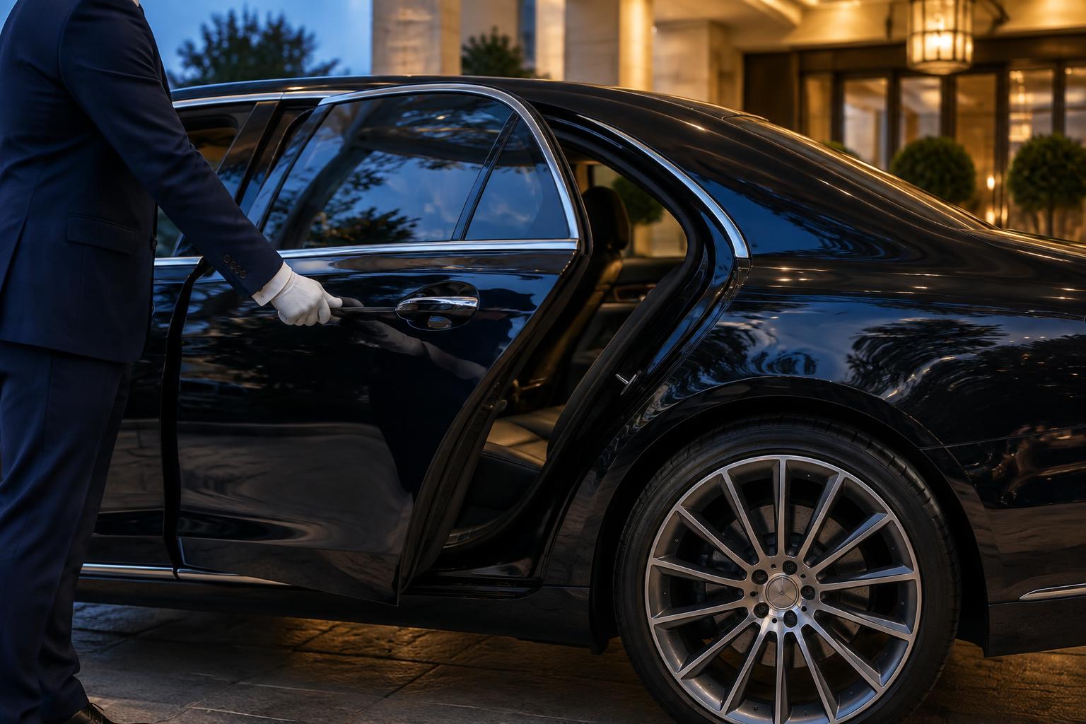 PQ Solutions voertuigservice: discrete chauffeur opent een luxe executive auto